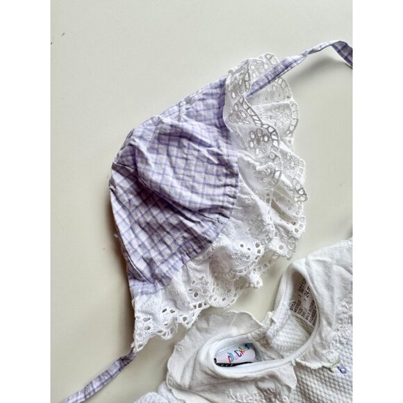 Vintage Girl's JUST CHUCKLES Purple Embroidered Butterfly One Piece, Size 24M - Picture 2 of 14